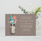 Mason Jars mit Wildblumen Brautparty Einladung (Stehend Vorderseite)
