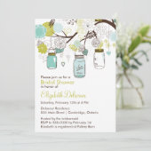 Mason Jars Spring Floral Brautparty Einladung (Stehend Vorderseite)