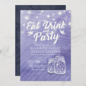 Mason Jars String Lights EAT Drink Party Einladung (Vorne/Hinten)