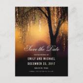 Mason Jars String Lights Elegant Save the Date Ankündigungspostkarte (Vorderseite)