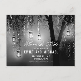 Mason Jars String Lights Elegant Save the Date Ankündigungspostkarte