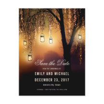 Mason Jars String Lights Elegant Save the Date