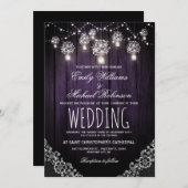 Mason Jars String Lights Elegante Rustikale Hochze Einladung (Vorne/Hinten)