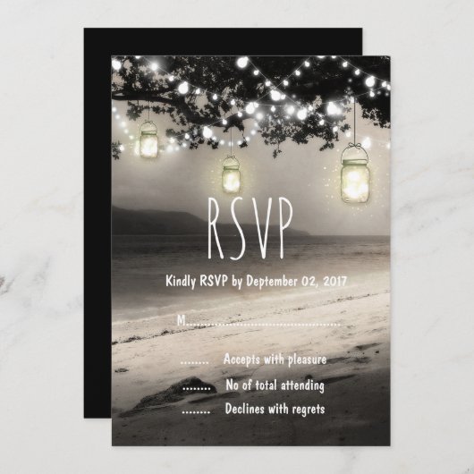 Mason Jars String Lights Elegante Rustikale Hochze Einladung (Vorne/Hinten)