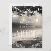 Mason Jars String Lights Elegante Rustikale Hochze Einladung (Vorderseite)