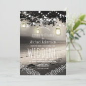 Mason Jars String Lights Elegante Rustikale Hochze Einladung (Stehend Vorderseite)