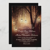 Mason Jars String Lights Elegante Rustikale Hochze Einladung (Vorne/Hinten)