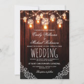 Mason Jars String Lights Elegante Rustikale Hochze Einladung (Vorderseite)