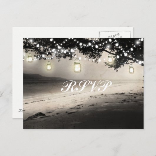 Mason Jars String Lights Elegante Rustikale Hochze Postkarte (Vorne/Hinten)