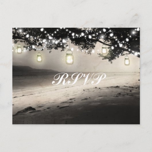 Mason Jars String Lights Elegante Rustikale Hochze Postkarte (Vorderseite)