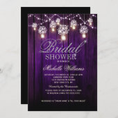 Mason Jars String Lights Elegantes Brautparty Einladung (Vorne/Hinten)