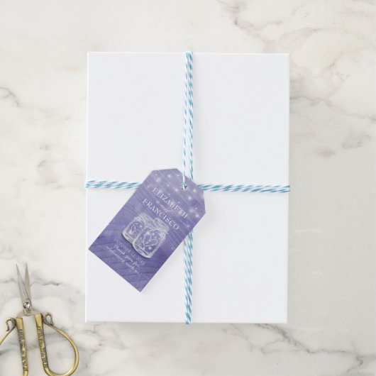 Mason Jars & String Lights Hochzeit Dankeschön Ges Geschenkanhänger (Mit Garn)