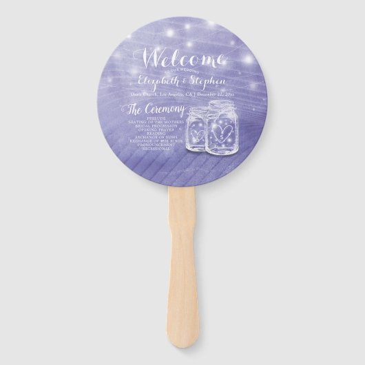 Mason Jars String Lights Hochzeitsprogramm Fächer (Vorderseite)