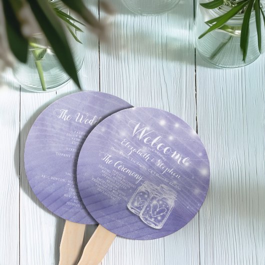 Mason Jars String Lights Hochzeitsprogramm Fächer