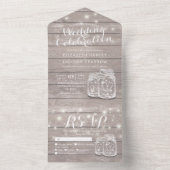 Mason Jars String Lights Rustic Wood Wedding RSVP All In One Einladung (Innen Boden)