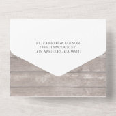 Mason Jars String Lights Rustic Wood Wedding RSVP All In One Einladung (Rückseite)