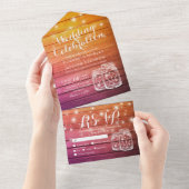 Mason Jars String Lights Rustic Wood Wedding RSVP All In One Einladung (Abreißen)