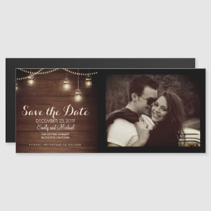 Mason Jars String Lights Save the Date Fotokarte Magneteinladung