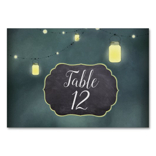 Mason Jars Summer Night Table Card Tischnummer (Vorderseite)