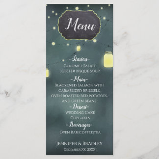 Mason Jars Summer Night Wedding Menu Menükarte