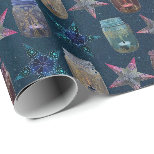 Mason Jars und Bohemisch Stars Muster Geschenkpapier (Rolleneckpunkt)