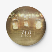 Mason Jars und String Lights rustikal Pappteller (Vorderseite)