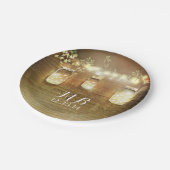 Mason Jars und String Lights rustikal Pappteller (Schrägansicht)