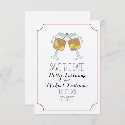 Mason Jars von süßem Tee Hochzeit retten das Datum Save The Date (Vorne/Hinten)