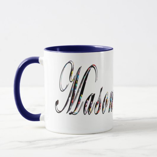 Mason, Name, Logo, Blue Combo Kaffee Tasse. Tasse (Links)