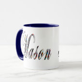 Mason, Name, Logo, Blue Combo Kaffee Tasse. Tasse (Vorderseite Links)