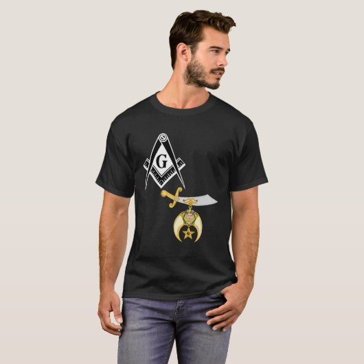 Mason Shriner Split Masonic Shrine Noble Black T-Shirt (Vorne ganz)