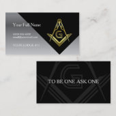 Masonic Business Card Designs | Black Gold Silver Telefonnummerkarte (Vorne/Hinten)