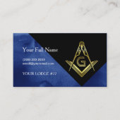 Masonic Business Card Designs | Blue Black & Gold Visitenkarte (Vorderseite)