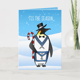 Masonic Christmas Cards Freemason Holiday Penguin Feiertagskarte
