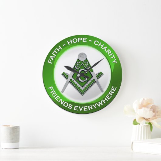 Masonic Clock Green Große Wanduhr (Zuhause)