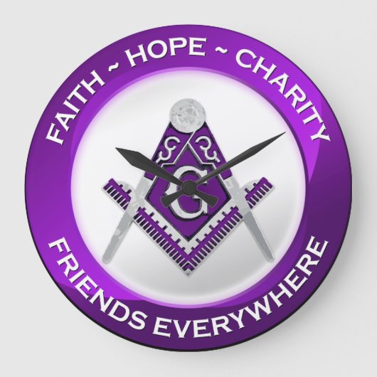 Masonic Clock Purple Große Wanduhr (Vorderseite)