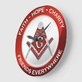 Masonic Clock Red Große Wanduhr (Winkel)