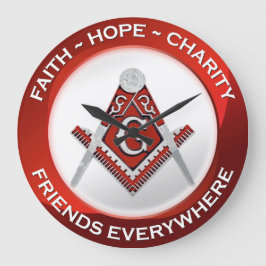 Masonic Clock Red Große Wanduhr