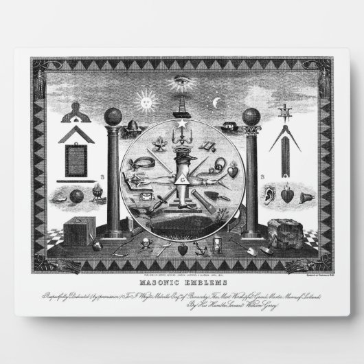 Masonic Emblems Chart aus dem Jahr 1874 Fotoplatte (Vorderseite)