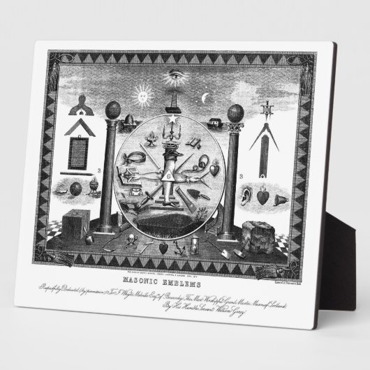 Masonic Emblems Chart aus dem Jahr 1874 Fotoplatte (Seite)