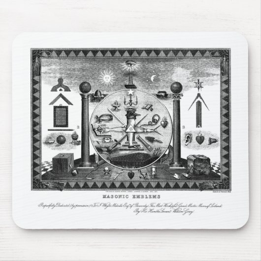 Masonic Emblems Chart aus dem Jahr 1874 Mousepad (Vorne)