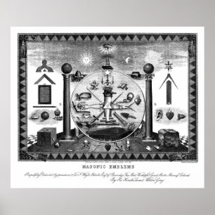 Masonic Emblems Chart aus dem Jahr 1874 Poster