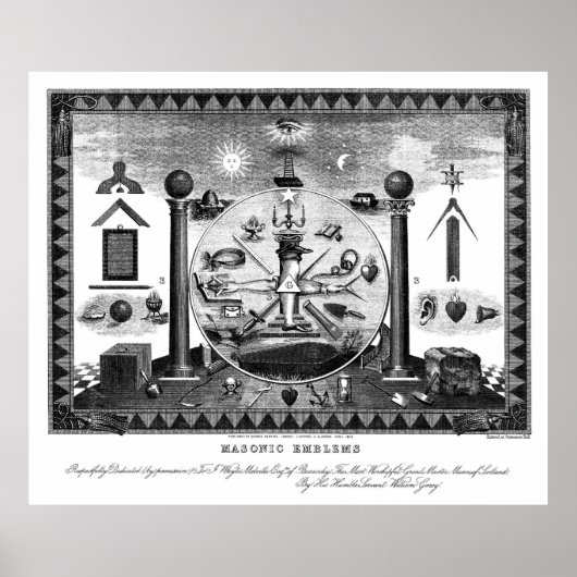 Masonic Emblems Chart aus dem Jahr 1874 Poster (Vorne)