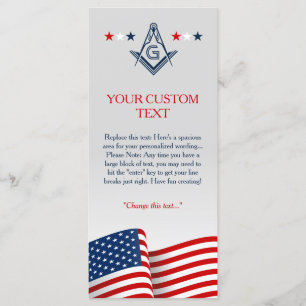 Masonic Flag Ceremony Card, American Freemason Programm