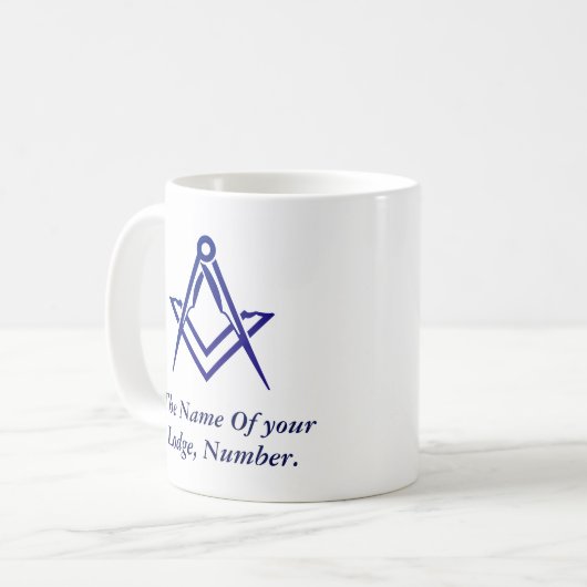 Masonic Freemason Compass Blue Kaffeetasse (Vorderseite Links)