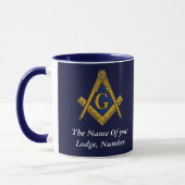 Masonic Freemason Compass Navy Blue Tasse (Links)