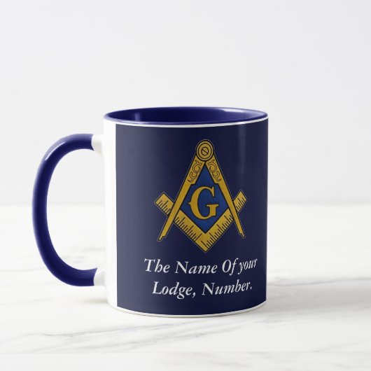 Masonic Freemason Compass Navy Blue Tasse (Links)