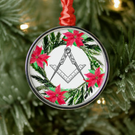 Masonic Freemason Masonry Wreath Poinsettia Ornament Aus Metall