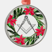 Masonic Freemason Masonry Wreath Poinsettia Ornament Aus Metall (Vorne)