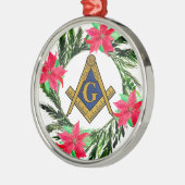 Masonic Freemason Masonry Wreath Poinsettia Ornament Aus Metall (Links)